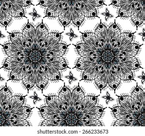 Vector seamless pattern in Eastern style. Ornamental vintage tracery.  Endless vintage texture. Boho style.