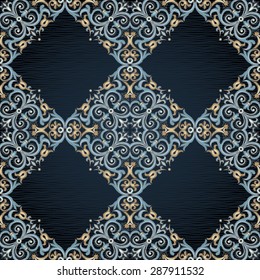 Vector seamless pattern in Eastern style. Tile ornament. Vintage element for design Ornamental lace tracery. Ornate floral decor for wallpaper. Endless texture. Bright pattern fill.