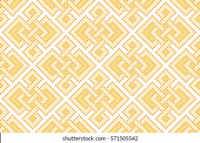 Vector seamless pattern in Eastern style. Ethnic Embroidered Handmade Ornament Made from Stitches for Textile Design, Greeting Cards, Background,Invitations,Wrapping, Wallpaper, jacquard, tapestry.