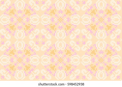 Vector seamless pattern in Eastern style. Ethnic Embroidered Handmade Ornament Made from Stitches for Textile Design, Greeting Cards, Background,Invitations,Wrapping, Wallpaper, jacquard, tapestry.