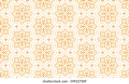 Vector seamless pattern in Eastern style. Ethnic Embroidered Handmade Ornament Made from Stitches for Textile Design, Greeting Cards, Background,Invitations,Wrapping, Wallpaper, Jacquard, Tapestry.