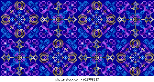Vector seamless pattern in Eastern style. Ethnic Embroidered Ornament for Textile Design, Greeting Cards,Background, Invitations, Wallpaper, Tapestry.