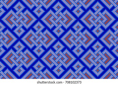 Vector seamless pattern in Eastern style. Ethnic Embroidered Handmade Ornament Made from Stitches for Textile Design, Greeting Cards, Background, Invitations, Wrapping, Wallpaper. 
