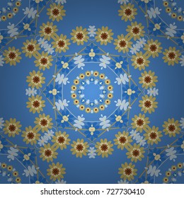 Vector seamless pattern in Eastern style. Neutral, beige, blue floral decor. Luxury sketch for invitations, greeting card, wallpaper, fabric or textile. Ornate elements for design on moroccan backdrop