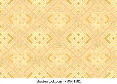 Vector seamless pattern in Eastern style. Ethnic Embroidered Handmade Ornament Made from Stitches for Textile Design, Greeting Cards. 