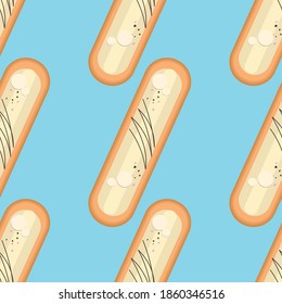 vector seamless pattern with eclairs
