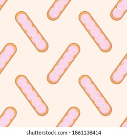vector seamless pattern with eclairs