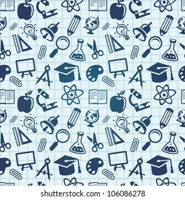 vector seamless pattern with education icons  - back to school