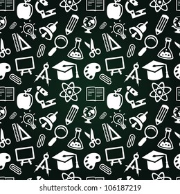 vector seamless pattern with education icons  - back to school