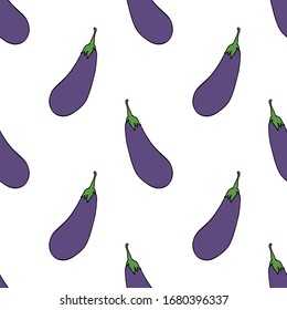 Vector Seamless Pattern Eggplants Fresh Eggplant Stock Vector (Royalty ...