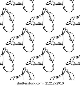 Vector seamless pattern with eggplants. Vector graphics