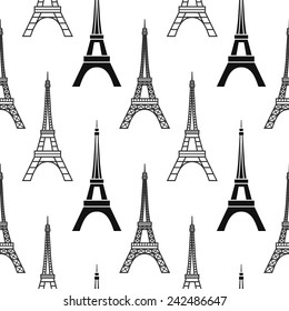 vector seamless pattern with Eiffel Tower. Paris romantic background