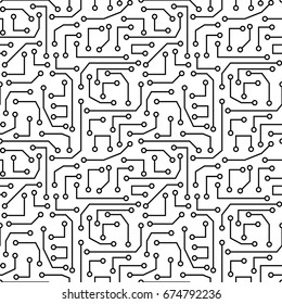 Vector seamless pattern - electronic circuit board background.