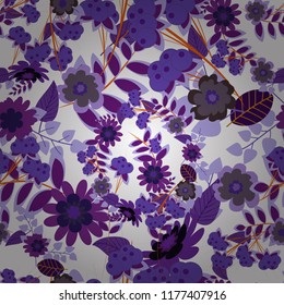 Vector seamless pattern. The elegant the template for fashion prints. Ditsy floral background. Small purple, white and violet flowers. Cute pattern in small flower.