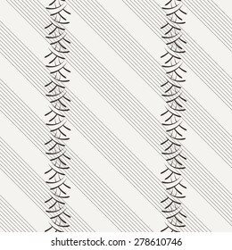 Vector seamless pattern of the elements of curved lines. Symbols like hieroglyphics