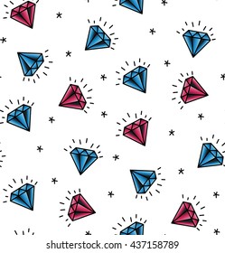 Vector seamless pattern with elements diamond. Pattern old school tattoos. Background fabric. background Hipsters