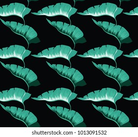 Vector seamless pattern with elements exotic leaves for fabrics