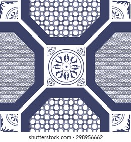 Vector seamless pattern. Elements in the form of a polyhedron