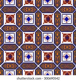 Vector seamless pattern. Elements in the form of a polyhedron