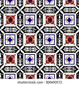 Vector seamless pattern. Elements in the form of a polyhedron