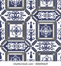 Vector seamless pattern. Elements in the form of a polyhedron