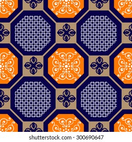 Vector seamless pattern. Elements in the form of a polyhedron