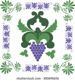 Vector seamless pattern. Elements in the form of a leaf, grapes