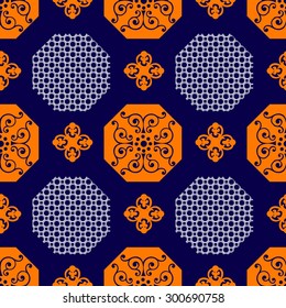 Vector seamless pattern. Elements in the form of a polyhedron