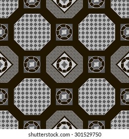 Vector seamless pattern. Elements in the form of a polyhedron