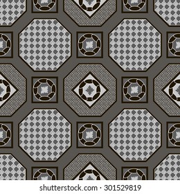 Vector seamless pattern. Elements in the form of a polyhedron