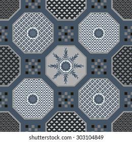 Vector seamless pattern. Elements in the form of a polyhedron 