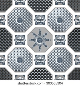 Vector seamless pattern. Elements in the form of a polyhedron
