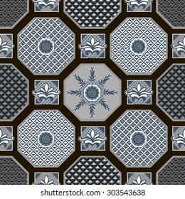 Vector seamless pattern. Elements in the form of a polyhedron