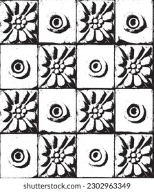 vector seamless pattern with elements of old architecture, tiles, rosettes with geometric ornament. stylized flower or star. Suitable for packaging, paper, fabric