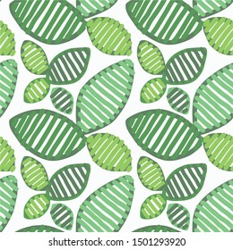 Vector seamless pattern with elements of plants and leaves