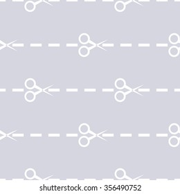 Vector seamless pattern with elements of scissors, on the grey background