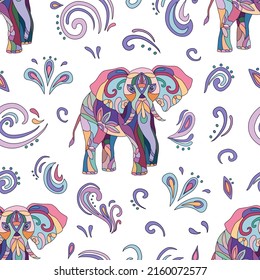 Vector seamless pattern of elephant. Decoration print for wrapping, wallpaper, fabric, textile. 