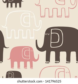 Vector seamless pattern with elephants