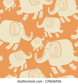 Vector seamless pattern with elephants