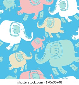Vector seamless pattern with elephants