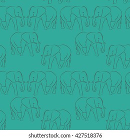 Vector seamless pattern with elephants 