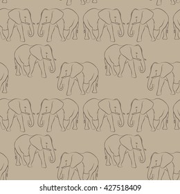 Vector seamless pattern with elephants 