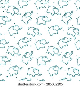 vector seamless pattern with elephants on white background