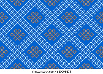 Vector Seamless Pattern. Embroidered Ethnic Ornament for Textile, Background, Wallpaper, Interiors.