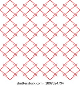 Vector seamless pattern embroidery with a red cross on a white background. Abstract cross stitch.
