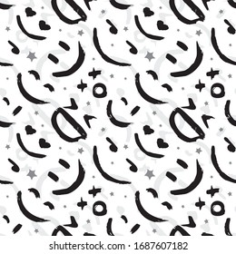 Vector seamless pattern with emoticons, emoji, kaomoji. Modern wallpaper with graffiti elements for the textile industry, prints, cards and wrapping paper. Excellent template for any of your designs.