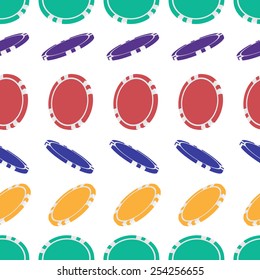 Vector seamless pattern of empty casino chips. 