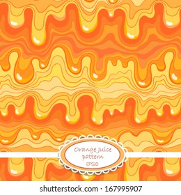 Vector seamless pattern. Endless background. Orange juice.