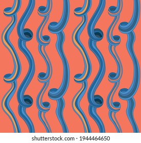 vector seamless pattern of endless blue tapes with bold border on orange background