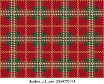 Vector of seamless pattern. Endless red and green tartan plaid. Flannel fabric for shirt. Graphic for background. Texture gingham plaid for tablecloth, skirt, picnic blanket, wallpaper, wrapping paper